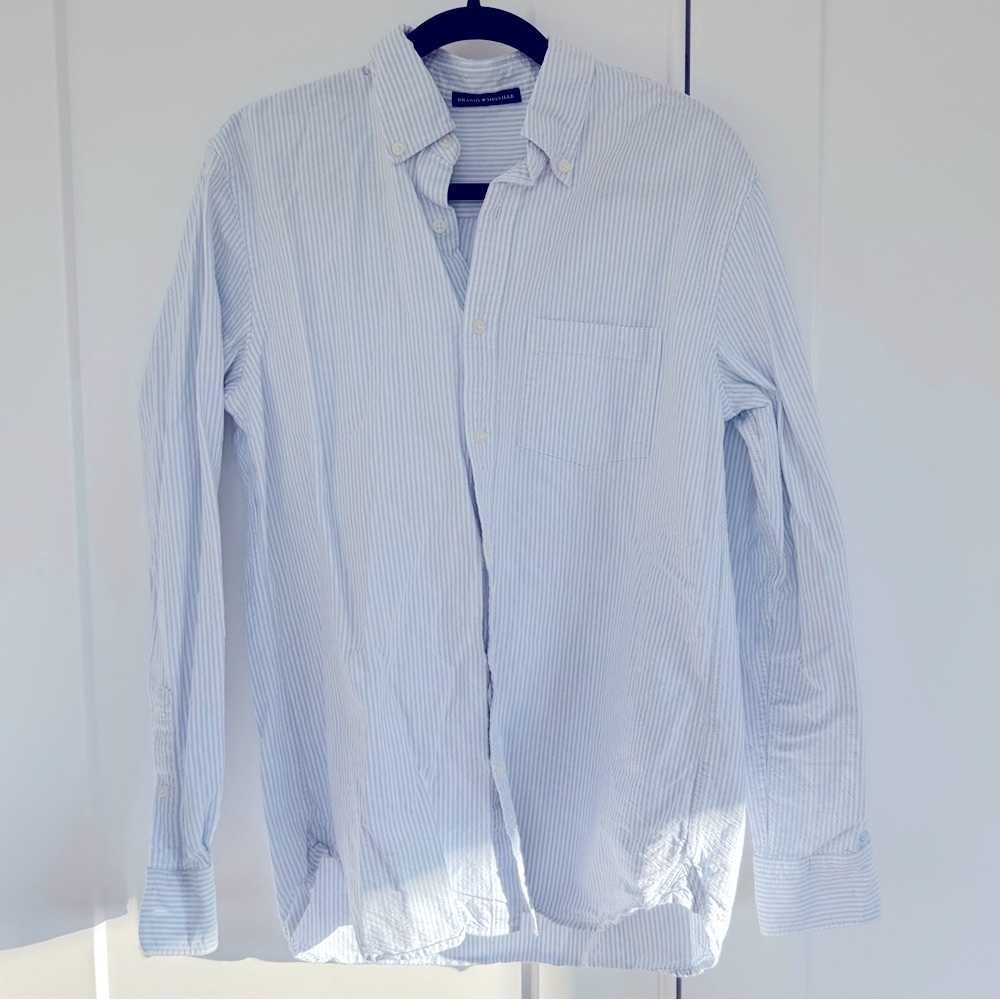 Brandy Melville Blue & White Striped Button Down Shirt
